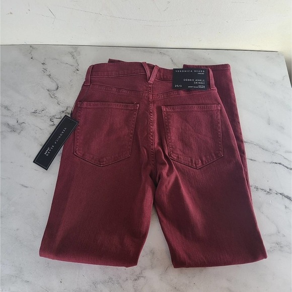 Veronica Beard Highrise Debbie Ankle Oxblood Skinny Jeans 25 NWT - Picture 5 of 9